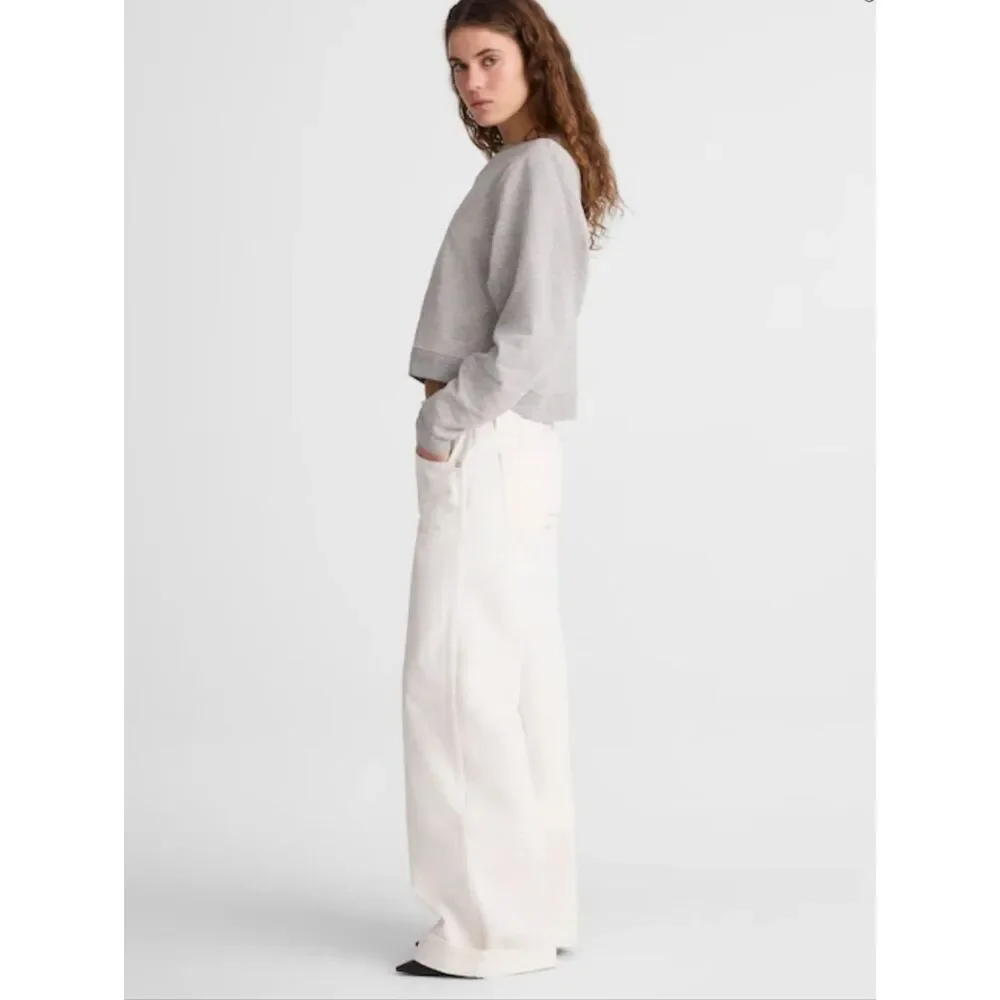 NWT Madewell X Benjamin Talley Smith Coolidge Low-Rise Wide-Leg Jean White 25
